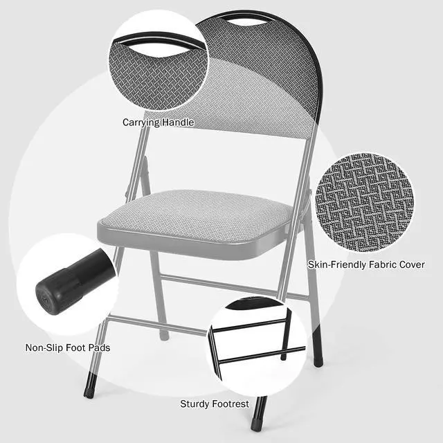 Alt view image 6 of 7 - ARLIME 2 PCS Folding Chairs w/Padded Seats, Padded Foldable Chair w/Handle Hole, Upholstered Seat, Steel Frame, Folding Chair for Home, Church, School, Office, Wedding Party, Courtyard Use, Beige