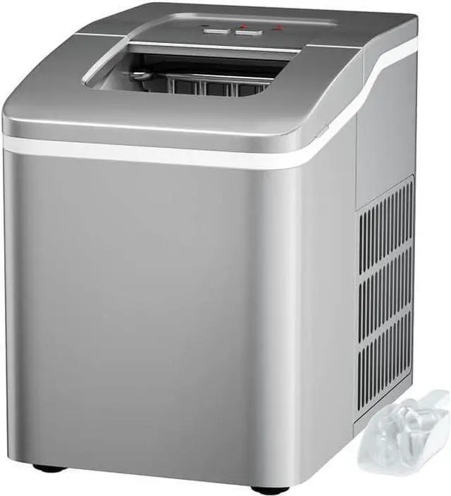Main image of ARLIME Portable Ice Maker Machine for Countertop, Bullet Ice Cubes Ready in 8 Mins, 26LBS/24H, Electric Ice Maker with Scoop and Basket for Home, Office, Party, Bar (Silver)