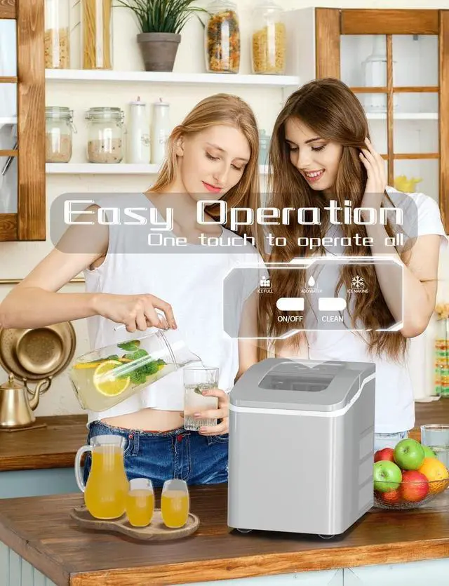 Alt view image 3 of 7 - ARLIME Portable Ice Maker Machine for Countertop, Bullet Ice Cubes Ready in 8 Mins, 26LBS/24H, Electric Ice Maker with Scoop and Basket for Home, Office, Party, Bar (Silver)