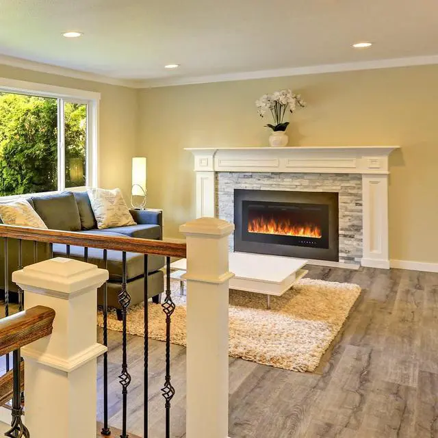 Alt view image 6 of 7 - ARLIME 40 Recessed Electric Fireplace 750W/1500W Wall Mounted & in Wall, Smokeless Electric Stove Heater with Remote Control Touch Screen, 9 Flame Color, Temperature Control & Timer Linear Fireplace