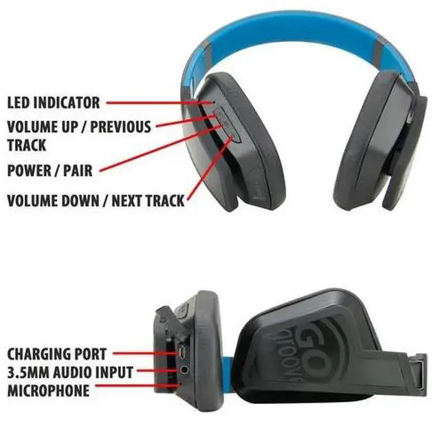 Alt view image 3 of 7 - Water-Resistant Wireless Headphones with Microphone & Folding Design