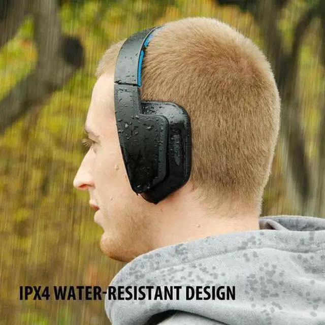 Alt view image 7 of 7 - Water-Resistant Wireless Headphones with Microphone & Folding Design