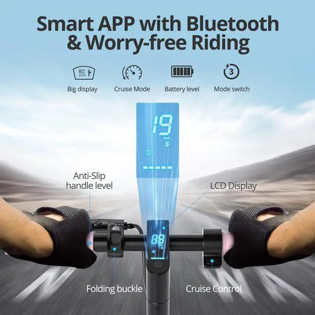 Alt view image 3 of 7 - Roinside Pink Electric Scooter - 8.5" Solid Tires, 350W Motor, Up to 19 MPH and 15 Miles Long-Range Commuting Foldable E-Scooter for Adults with Dual Braking System and Smart App