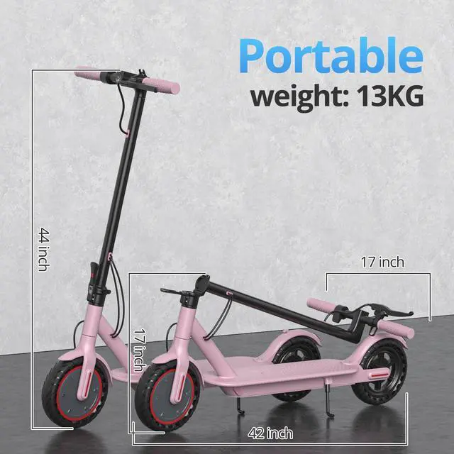 Alt view image 4 of 7 - Roinside Pink Electric Scooter - 8.5" Solid Tires, 350W Motor, Up to 19 MPH and 15 Miles Long-Range Commuting Foldable E-Scooter for Adults with Dual Braking System and Smart App