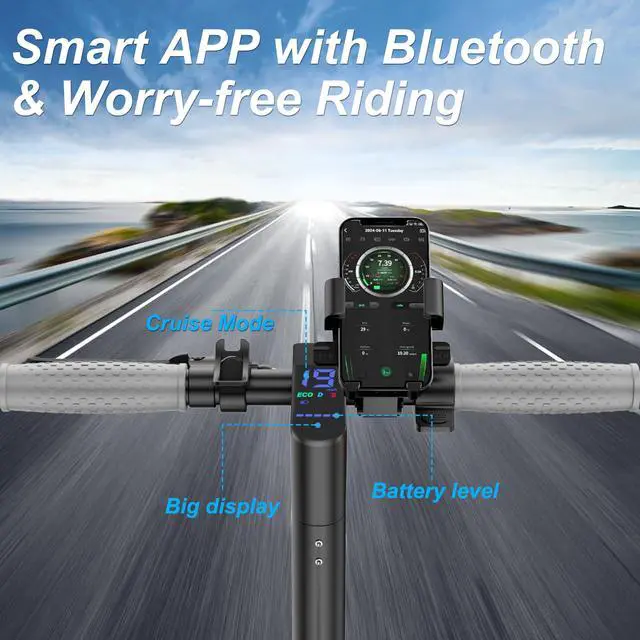 Alt view image 4 of 7 - Roinside Dual Suspension Electrict Scooter for Aduts, Up to 19 MPH and 23 Miles Long-Range Portable Commuting Escooter with Double Braking System and App