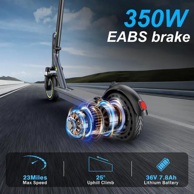 Alt view image 6 of 7 - Roinside Dual Suspension Electrict Scooter for Aduts, Up to 19 MPH and 23 Miles Long-Range Portable Commuting Escooter with Double Braking System and App