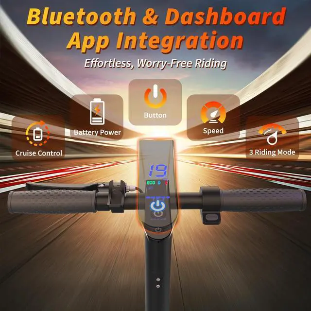 Alt view image 5 of 7 - Electric Scooter - 8.5" Solid Tires, 350W Motor, Up to 22 MPH and 24 Miles Long-Range Portable Foldable Commuting Scooter for Adults with Double Braking System and App