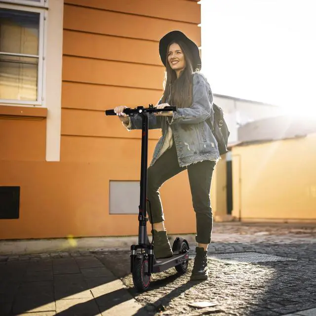 Alt view image 7 of 7 - Electric Scooter - 8.5" Solid Tires, 350W Motor, Up to 22 MPH and 24 Miles Long-Range Portable Foldable Commuting Scooter for Adults with Double Braking System and App