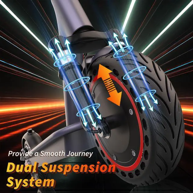 Alt view image 4 of 7 - Electric Scooter - 8.5" Solid Tires, 350W Motor, Up to 22 MPH and 24 Miles Long-Range Portable Foldable Commuting Scooter for Adults with Double Braking System and App