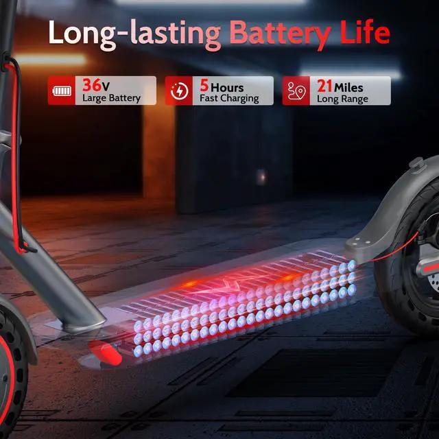 Alt view image 3 of 7 - Roinside Electric Scooter - 8.5" Solid Tires, 350W Motor, Up to 19 MPH and 21 Miles Long-Range Commuting Foldable Escooter for Adults with Dual Braking System and Smart App