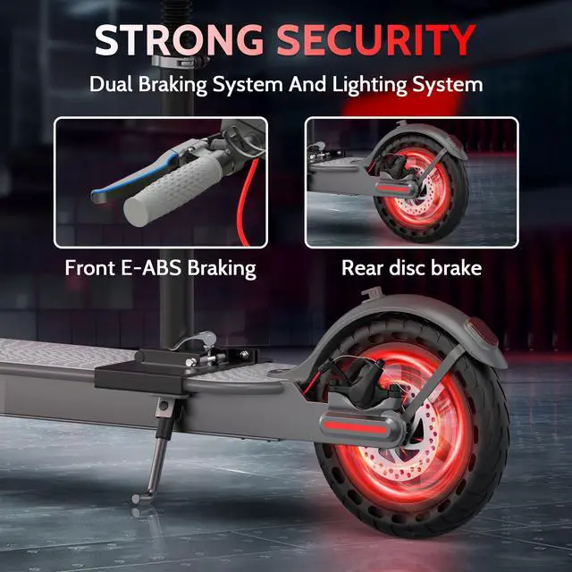 Alt view image 4 of 7 - Roinside Electric Scooter - 8.5" Solid Tires, 350W Motor, Up to 19 MPH and 21 Miles Long-Range Commuting Foldable Escooter for Adults with Dual Braking System and Smart App