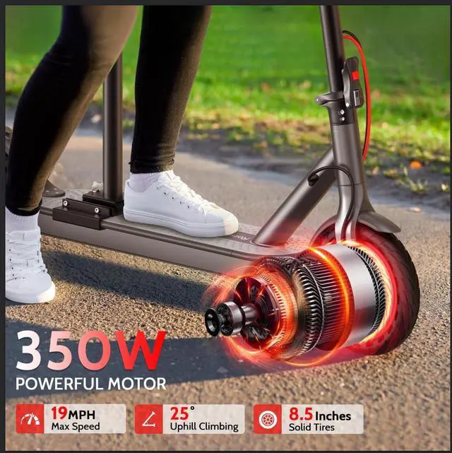 Alt view image 6 of 7 - Roinside Electric Scooter - 8.5" Solid Tires, 350W Motor, Up to 19 MPH and 21 Miles Long-Range Commuting Foldable Escooter for Adults with Dual Braking System and Smart App