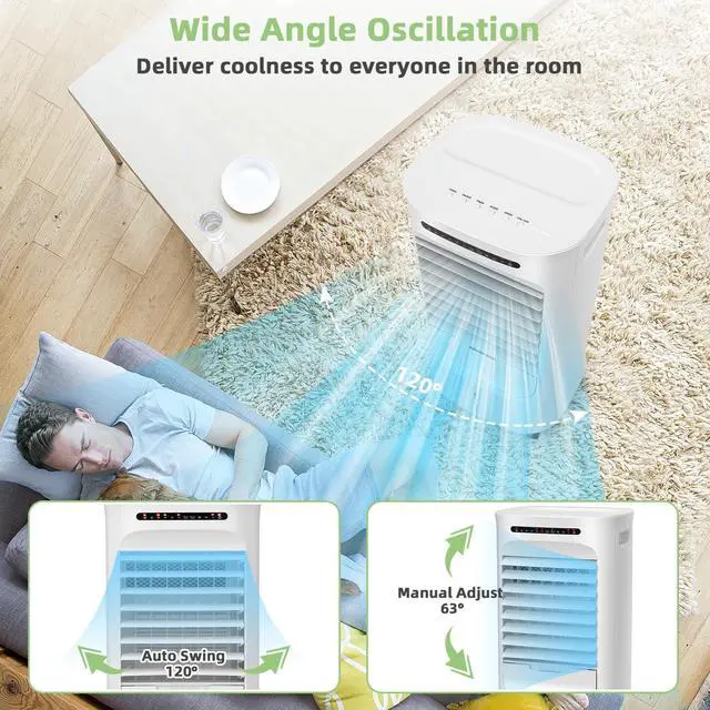 Alt view image 3 of 7 - ARLIME Evaporative Air Cooler, Portable Air Conditioner & Humidifier, AC Fan w/ 3 Modes 3 Speeds & 63°Oscillation, 2.6G Water Tank & Remote Control, Swamp Cooler w/ 15H Timer for Home Office Bedroom