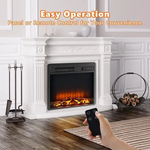 Alt view image 6 of 7 - ARLIME 18 Inch Electric Fireplace Inserts, 1500W Freestanding & Recessed Fireplace w/Adjustable LED Flame, Remote Control, Timer, Built-in Thermostat, Overheating Protection