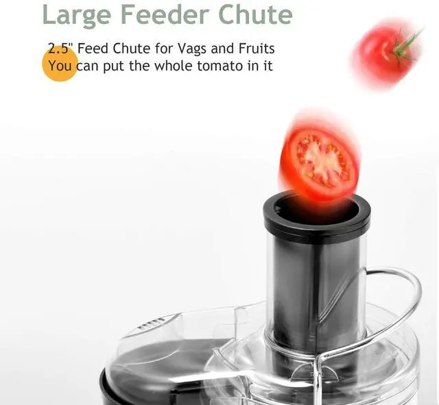 Alt view image 3 of 7 - ARLIME Juicer Machine, 2.5 Inch Wide Feed Chute Juice Extractor, 2-speed Strong Power, Easy to Clean, Stainless Steel Masticating Juicer for whole Vegetable and Fruit