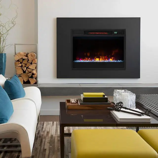 Alt view image 2 of 7 - ARLIME 23 Electric Fireplace Insert, Recessed Firebox Heater w/Realistic Flame Effect, Timer, Thermostat Control, Remote Control, Indoor Fireplace Heater