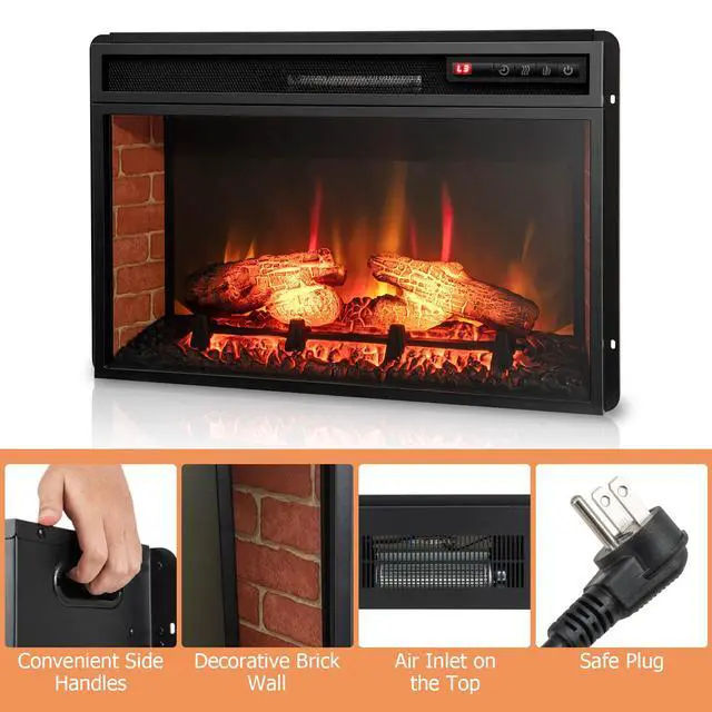 Alt view image 5 of 7 - ARLIME 23 Electric Fireplace Insert, 3D Infrared Quartz Firebox Heater w/Realistic Flame Effect, Adjustable Brightness, Remote Control, Recessed Freestanding Fireplace for Indoor Use