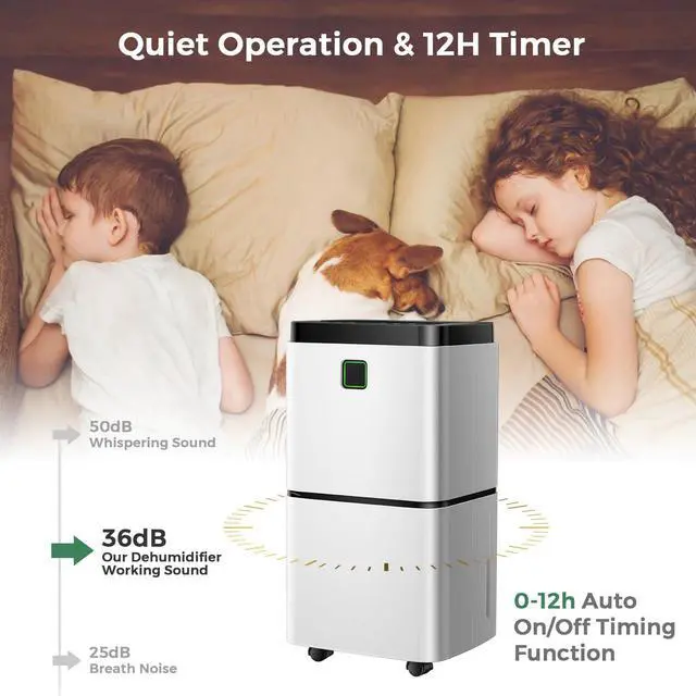 Alt view image 4 of 7 - ARLIME 30 Pints Dehumidifier, 1500 Sq. Ft Home Dehumidifier w/ 3 Color LED Light, 3 Modes & 2 Speeds, 12H Timer & Auto or Manual Drainage, Portable Dehumidifier for Basement and Home Office