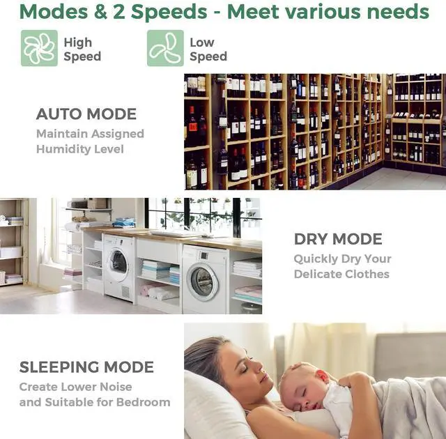 Alt view image 5 of 7 - ARLIME 30 Pints Dehumidifier, 1500 Sq. Ft Home Dehumidifier w/ 3 Color LED Light, 3 Modes & 2 Speeds, 12H Timer & Auto or Manual Drainage, Portable Dehumidifier for Basement and Home Office