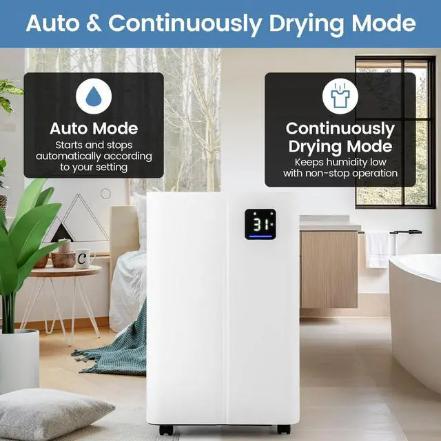 Alt view image 4 of 7 - ARLIME 4500 Sq.Ft Dehumidifier for Basement, 54 Pints Dehumidifier with 4L Water Tank, 3 Modes, Timer, Memory, Child Lock, Auto Defrost, LED Display & 3-Color Indicator for Home, Bedroom, Bathroom