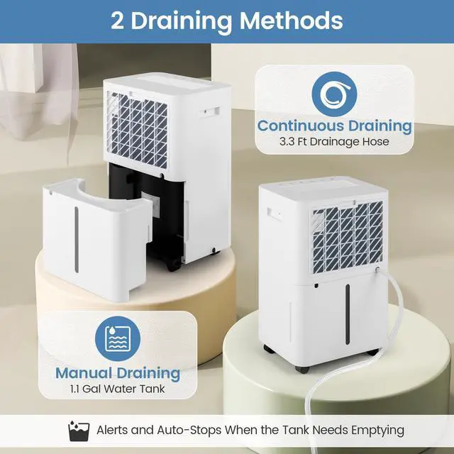 Alt view image 5 of 7 - ARLIME 4500 Sq.Ft Dehumidifier for Basement, 54 Pints Dehumidifier with 4L Water Tank, 3 Modes, Timer, Memory, Child Lock, Auto Defrost, LED Display & 3-Color Indicator for Home, Bedroom, Bathroom