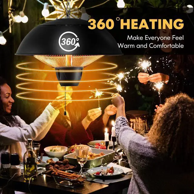 Alt view image 2 of 7 - ARLIME 1500W Hanging Patio Heater, Outdoor Ceiling Mounted Infrared Electric Space Heater, Fast Heating Patio Heat Machine for Restaurant, Backyard, Garage, Decks