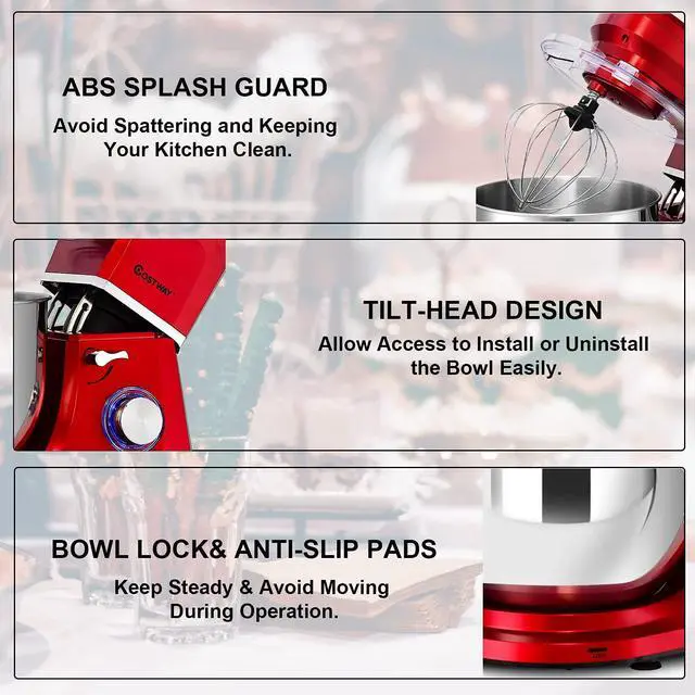 Alt view image 4 of 7 - ARLIME Stand Mixer, 660W 6-Speed Tilt-Head Food Stand Mixers with 6.5 Qt. Stainless Steel Bowl, Dough Hook, Whisk & Mixing Beater for Baking, Household Kitchen Electric Dough Machine (Red)