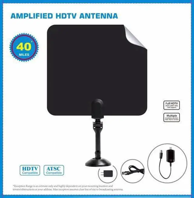 Main image of NEW AMPLIFIED INDOOR HDTV ANTENNA POWER HIGH GAIN 20dB UHF VHF FM DIGITAL TV