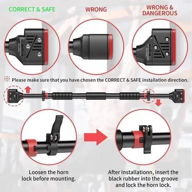 Alt view image 4 of 4 - DOORWAY CHIN UP BAR PULL UP BAR EXERCISE 28"-36" DOORS SCREWLESS PRESS FIT