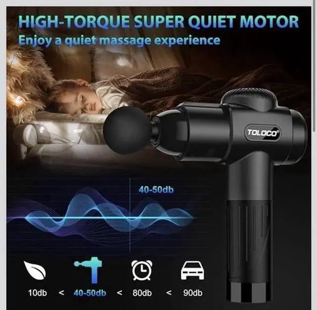 Alt view image 4 of 7 - TOLOCO Deep Tissue Massage Gun for Muscle Pain Relief Quiet Percussion Massager