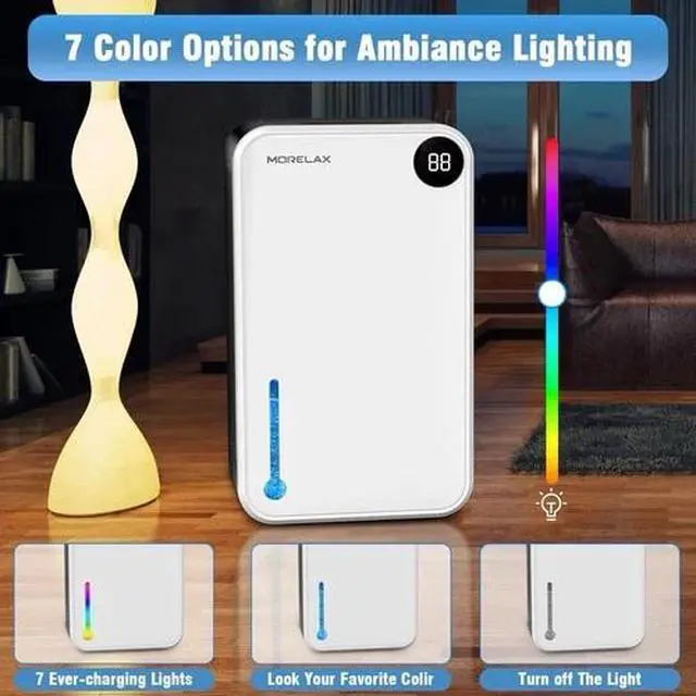 Alt view image 6 of 6 - Morelax Dehumidifier for Home Bedroom Bathroom, 95oz Tank, Auto Shutoff