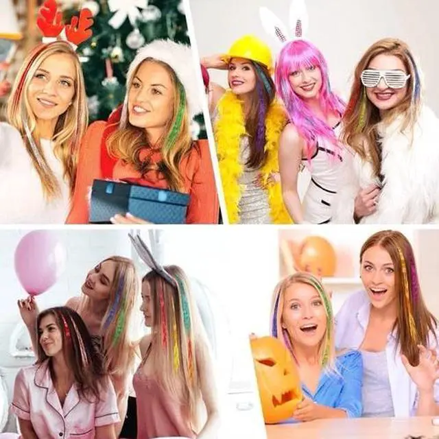 Alt view image 7 of 7 - 47 Hair Tinsel Kit 12 Colors 2400 Strands With Tool Glitter Extensions for Girl