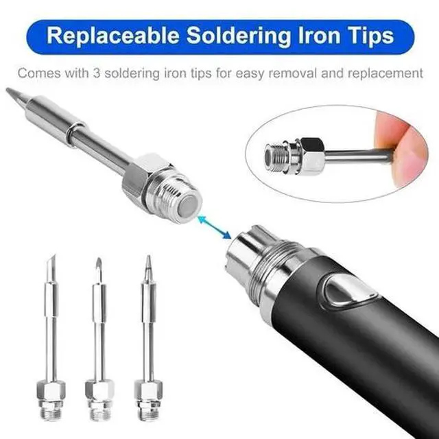 Alt view image 4 of 7 - Cordless USB Soldering Iron Kit, Rechargeable 1100mAh with 3 Temp Settings