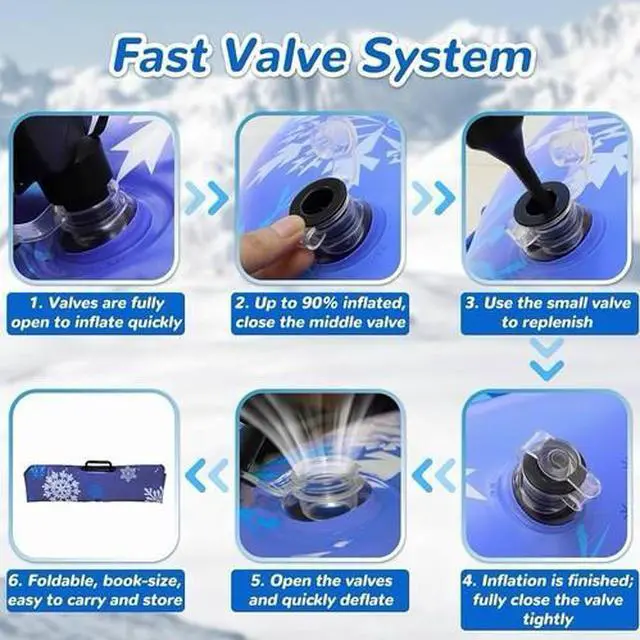 Alt view image 3 of 7 - 3-Pack Snow Tubes for Kids & Adults, Heavy-Duty Winter Sleds with Handles