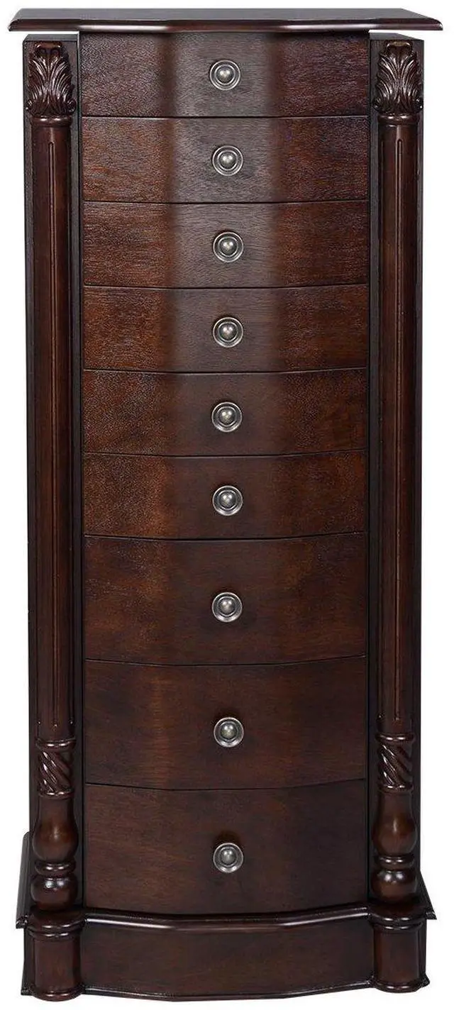 Alt view image 7 of 7 - Giantex Wood Jewelry Cabinet Armoire Box Storage Chest Stand Organizer Necklace