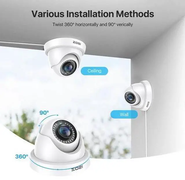 Alt view image 7 of 7 - ZOSI Outdoor Dome Home Security Surveillance Camera 1080p HD 4in1 Night Vision