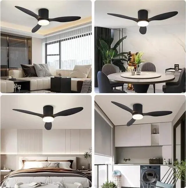 Alt view image 7 of 7 - Ceiling Fans with Lights, 42 Inch Low Profile Ceiling Fan with Light and Remote