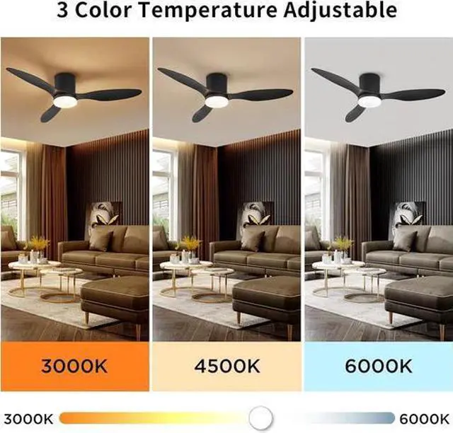 Alt view image 4 of 7 - Ceiling Fans with Lights, 42 Inch Low Profile Ceiling Fan with Light and Remote