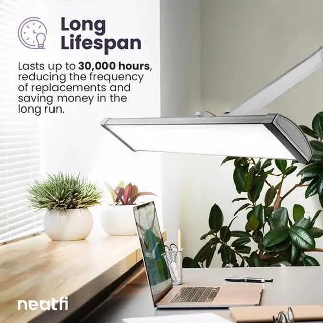 Alt view image 2 of 6 - Ultra 3,500 Lumen LED Desk Lamp, 45W, 26-Inch Wide Metal Shade, 270 SMD Leds (No