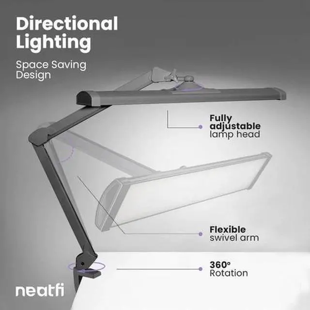 Alt view image 4 of 6 - Ultra 3,500 Lumen LED Desk Lamp, 45W, 26-Inch Wide Metal Shade, 270 SMD Leds (No