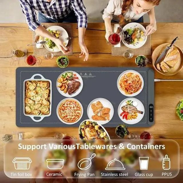 Alt view image 6 of 6 - Warming Mat for Food,(Xxl 36"X16") Electric Warming Tray,Extra Large Food Warmer
