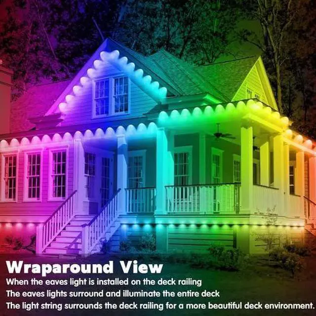 Alt view image 2 of 6 - 300FT Permanent Outdoor RGB Lights - IP67 Waterproof with Smart App Control Remo