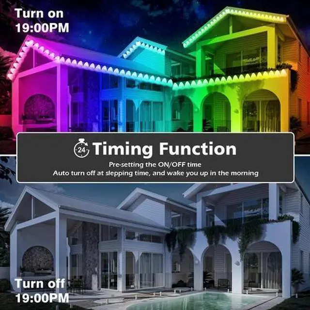 Alt view image 4 of 6 - 300FT Permanent Outdoor RGB Lights - IP67 Waterproof with Smart App Control Remo