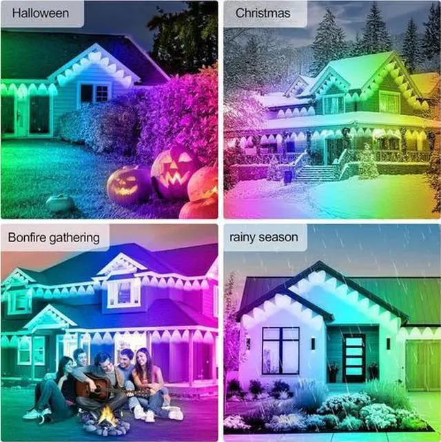 Alt view image 6 of 6 - 300FT Permanent Outdoor RGB Lights - IP67 Waterproof with Smart App Control Remo