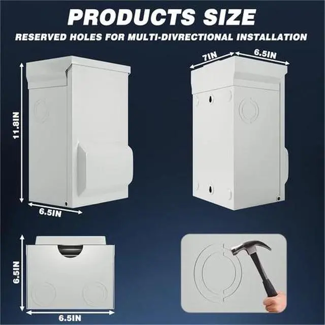 Alt view image 2 of 7 - 50 Amp Generator Power Inlet Box with Cord, NEMA SS2-50P Power Inlet Box, 125/25