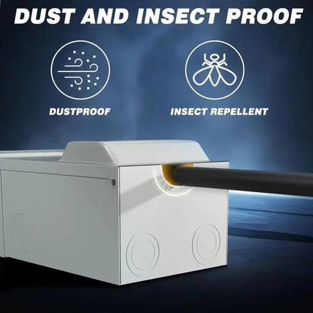 Alt view image 6 of 7 - 50 Amp Generator Power Inlet Box with Cord, NEMA SS2-50P Power Inlet Box, 125/25