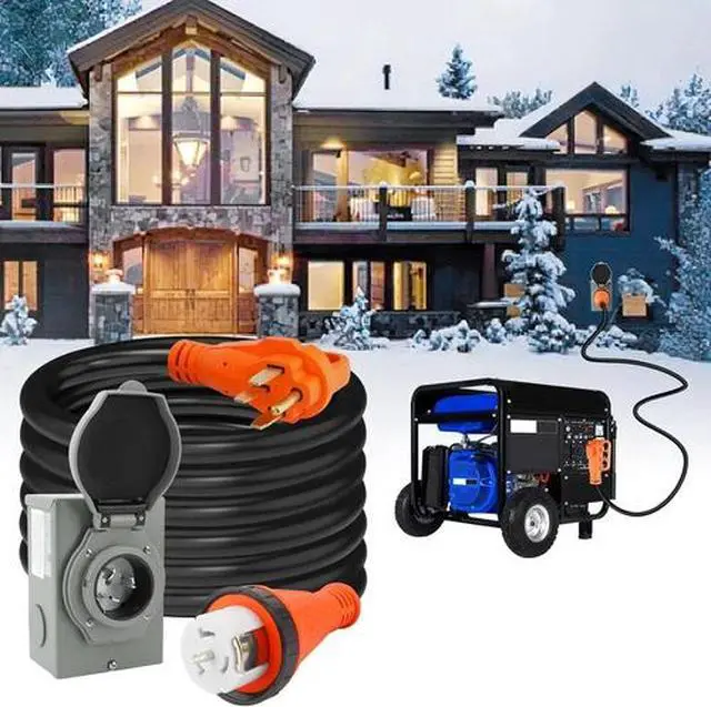 Alt view image 7 of 7 - 50 Amp Generator Cord 25FT and 50 Amp Power Inlet Box for Home, NEMA 14-50P SS2-