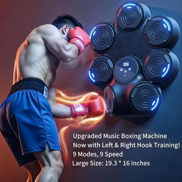 Alt view image 2 of 7 - Jab and Hook Punch Music Boxing Machine with Boxing Gloves Work Out Equipment fo
