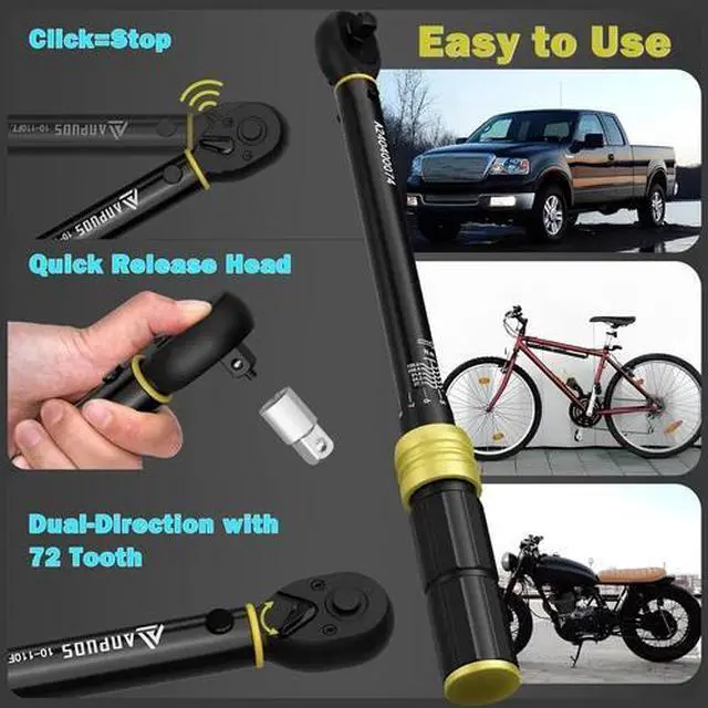 Alt view image 4 of 7 - 1/4 3/8 1/2-Inch Drive Torque Wrench, 5 Pcs Click Torque Wrench Set, 20-240In.Lb