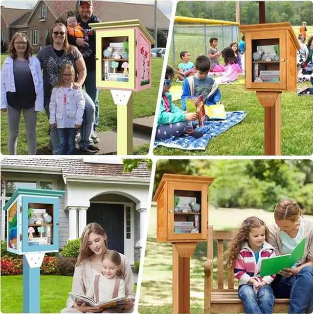 Alt view image 4 of 5 - Little Library Box Outdoor Free Library, Double Outdoor Library Book Box Storage